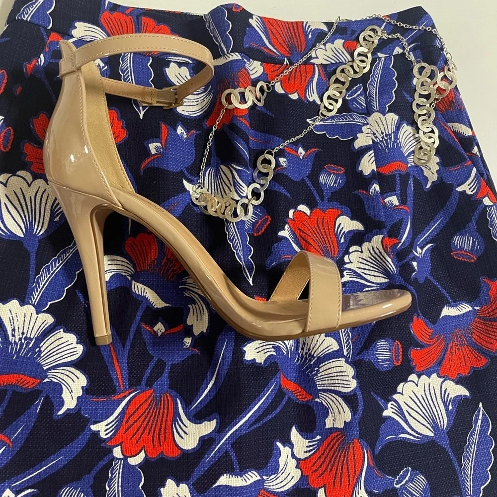 J CREW FLORAL RED & BLUE COTTAGECORE SKIRT SZ 0 EUC